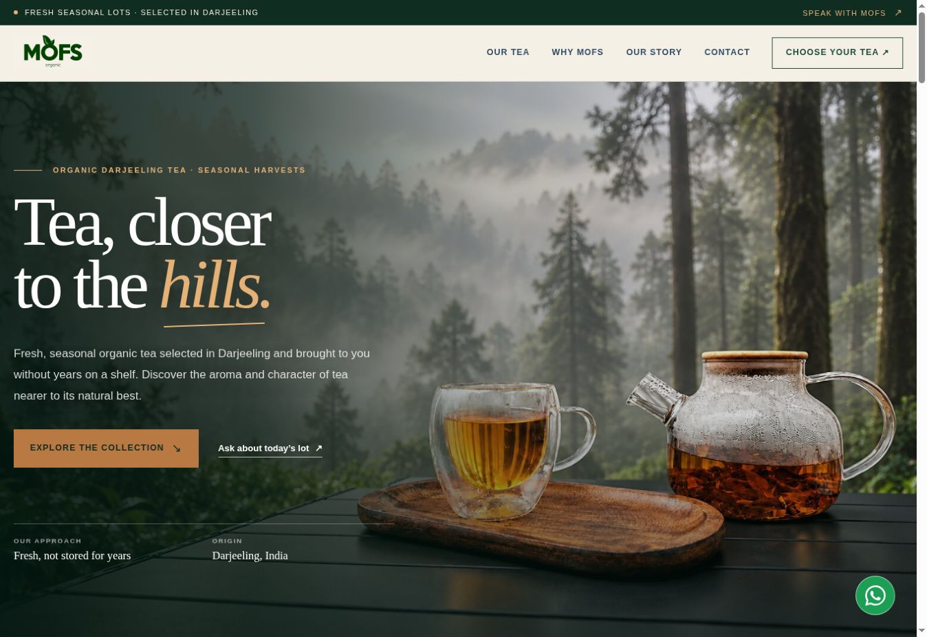 MOFS Organic homepage preview
